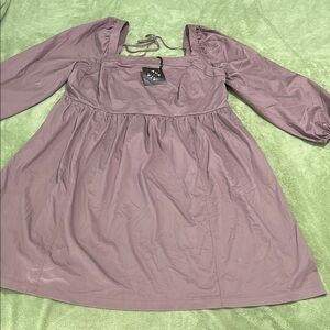 AVA & VIV Purple Long Sleeve Square Neck Dress